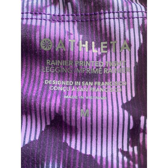 Athleta Women's Rainier‎ Leggings Size M Purple Printed Pull-On Logo - Picture 7 of 9